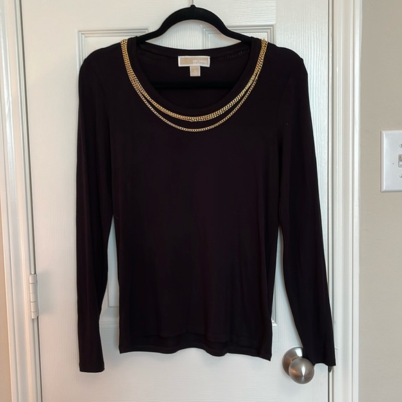 Michael Kors Gold Chain Long Sleeve Tee - Picture 1 of 6